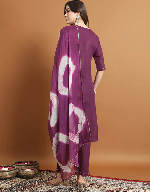elegant purple cotton blend trendy fashioner readymade suit collection with purple silk blend rt9053-185471 Back View